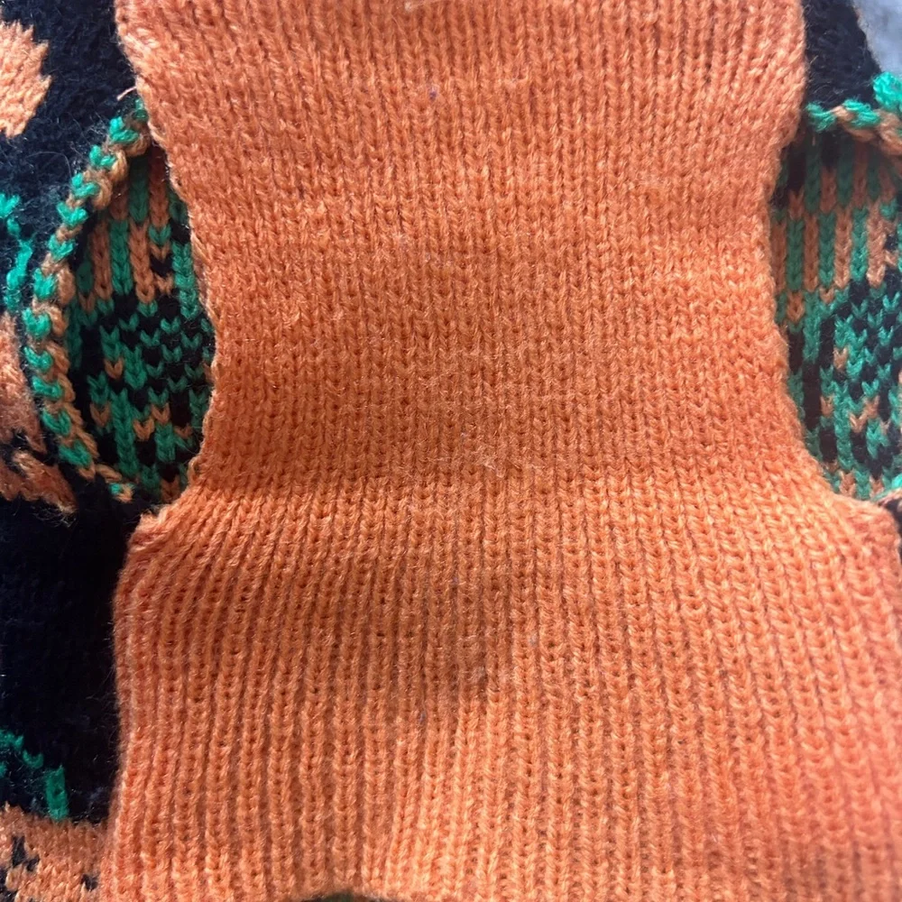 Halloween Dog Sweater with Multi Pumpkin Smiley Face, Small- EUC